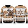 2026 Christmas White Cat Eating Salad Meme Ugly Sweater