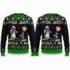 2026 Christmas White Cat Eating Salad Meme Ugly Sweater