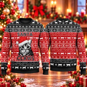 2026 Christmas Santa Claws Cat Ugly Sweater 2