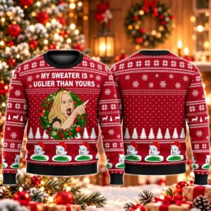 2026 Christmas Woman Yelling At Cat Meme My Sweater Is Uglier Than Yours Ugly Sweater 2