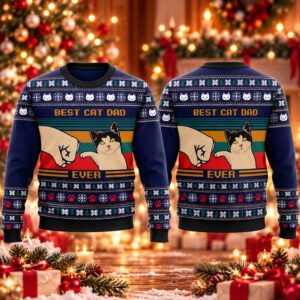 2026 Christmas Best Cat Dad Ever Ugly Sweater 2
