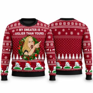 2026 Christmas Woman Yelling At Cat Meme My Sweater Is Uglier Than Yours Ugly Sweater