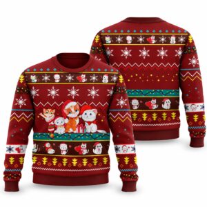 2026 Christmas Xmas Cute Cat Ugly Sweater 1