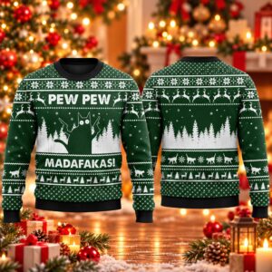 2026 Christmas Cat Pew Pew Madafakas Ugly Sweater 2