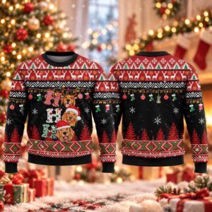 2026 Christmas Dog Lover Golden Retriever Ho Ho Ho Ugly Sweater 2