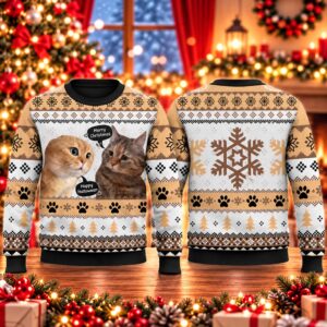 2026 Christmas Two Cats Talking Ugly Sweater 2