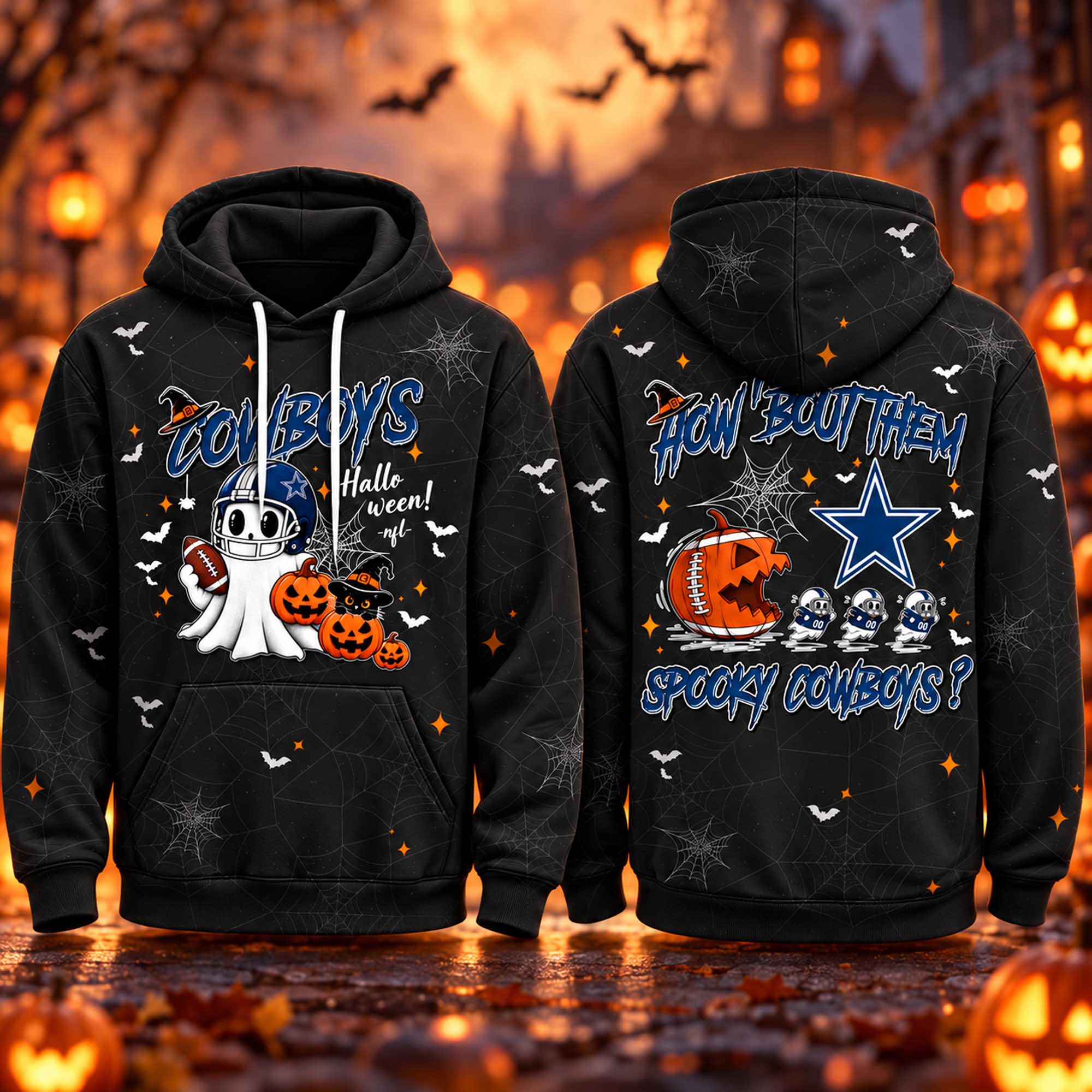 Halloween How 'Bout Them Spooky Cowboys Hoodie 1