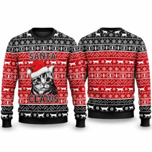 2026 Christmas Santa Claws Cat Ugly Sweater