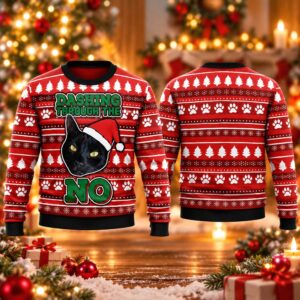 2026 Christmas Black Cat Dashing Through The No Ugly Sweater 2