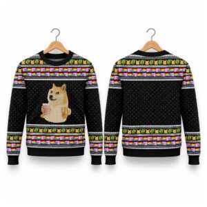 2026 Christmas 3d Choccy Milk Cheems Doge Meme Ugly Sweater (2)