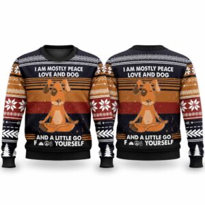 2026 Christmas I Am Mostly Peace Love And Dog Ugly Sweater