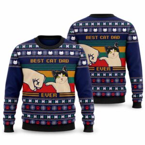 2026 Christmas Best Cat Dad Ever Ugly Sweater
