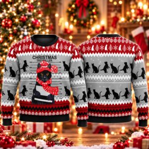 2026 Christmas Black Cat Tree Killer Ugly Sweater 2