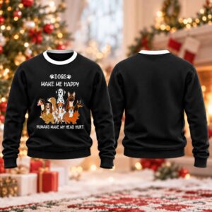 2026 Christmas Dogs Make Me Happy Humans Make My Head Hurt Ugly Sweater 2