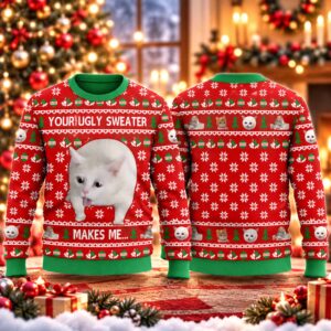 2026 Christmas Makes Me… Cat Vomit Ugly Sweater 2