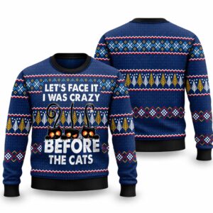 2026 Christmas I Was Crazy Before The Cat Ugly Sweater