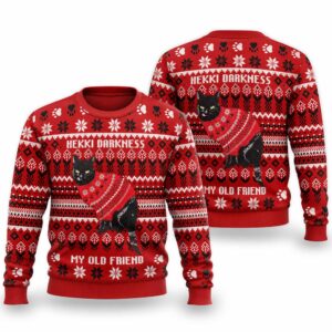 2026 Christmas Black Cat Hekki Darkness My Old Friend Ugly Sweater
