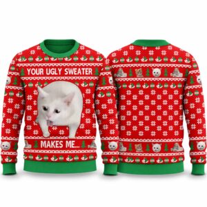 2026 Christmas Makes Me Cat Vomit Ugly Sweater