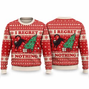 2026 Christmas Black Cat I Regret Nothing Ugly Sweater