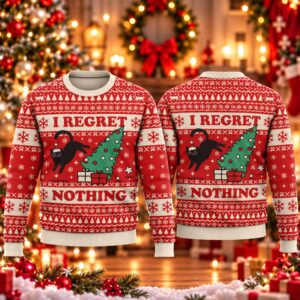 2026 Christmas Black Cat On The Naughty List And Regret Nothing Ugly Sweater 2