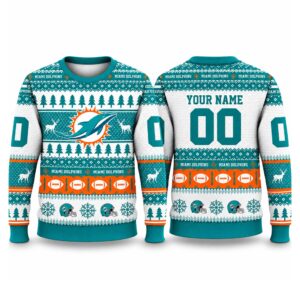 2026 Christmas Dolphins Custom Ugly Sweater