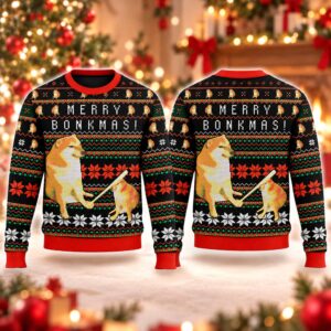 2026 Christmas Bonkmas Cheems Doge Meme Ugly Sweater 2