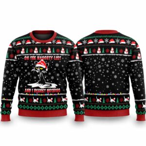 2026 Christmas The Cat On The Naughty List And Regret Nothing Ugly Sweater
