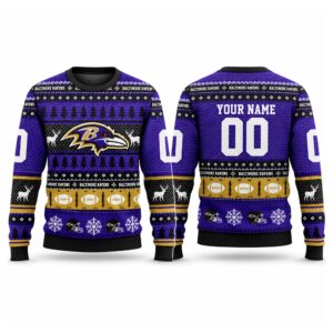 2026 Christmas Ravens Custom Ugly Sweater
