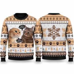 2026 Christmas Two Cats Talking Ugly Sweater