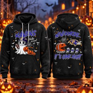 Ravens Halloween Nevermore It's Game Night Hoodie 2