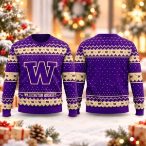 2026 Christmas Washington Huskies Custom Ugly Sweater 2