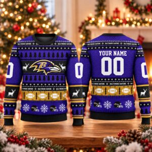 2026 Christmas Ravens Custom Ugly Sweater 2