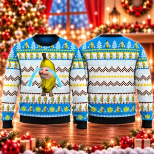 2026 Christmas Banana Cat Crying Ugly Sweater 2