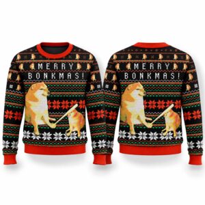 2026 Christmas Bonkmas Cheems Doge Meme Ugly Sweater