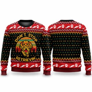 2026 Christmas Don't Stop Retrievin Golden Retriever Ugly Sweater 2