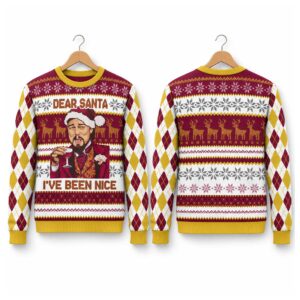 2026 Christmas Laughing Leonardo Dicaprio Dear Santa I’ve Been Nice Ugly Sweater 2