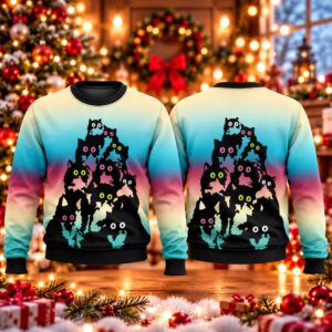 2026 Christmas Lovely Black Cat Ugly Sweater 2