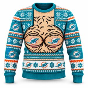 Dolphins Hairy Chest Custom Christmas Ugly Sweater