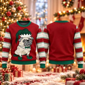 2026 Christmas Pug Elf Ugly Sweater 2